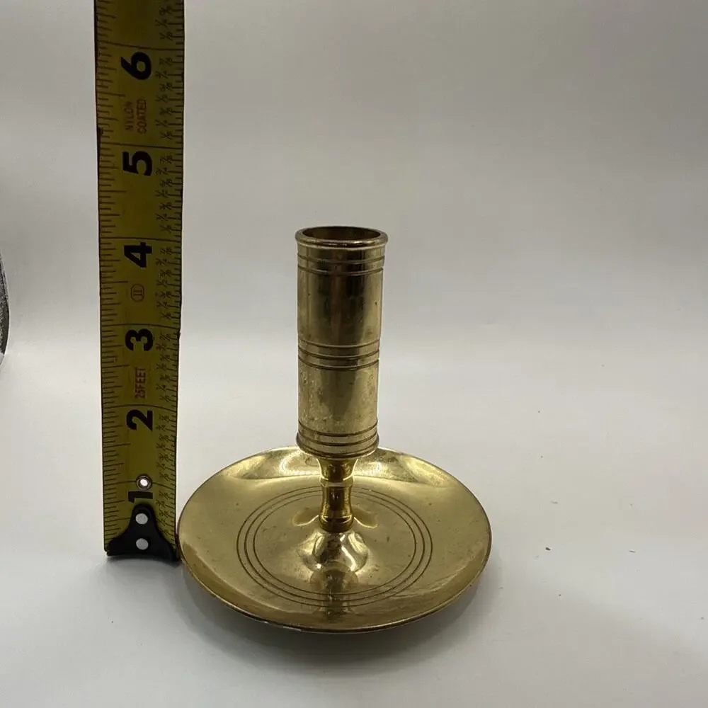 Vintage Baldwin Solid Brass Chamberstick Finger Candlestick Holder *